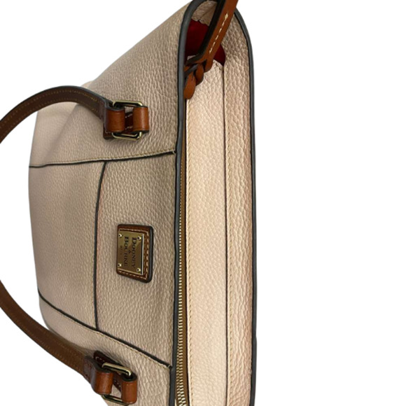 Dooney & Bourke Blush Pink Pebble Leather Tote Shoulder Bag Purse Tan Handles - Picture 3 of 12